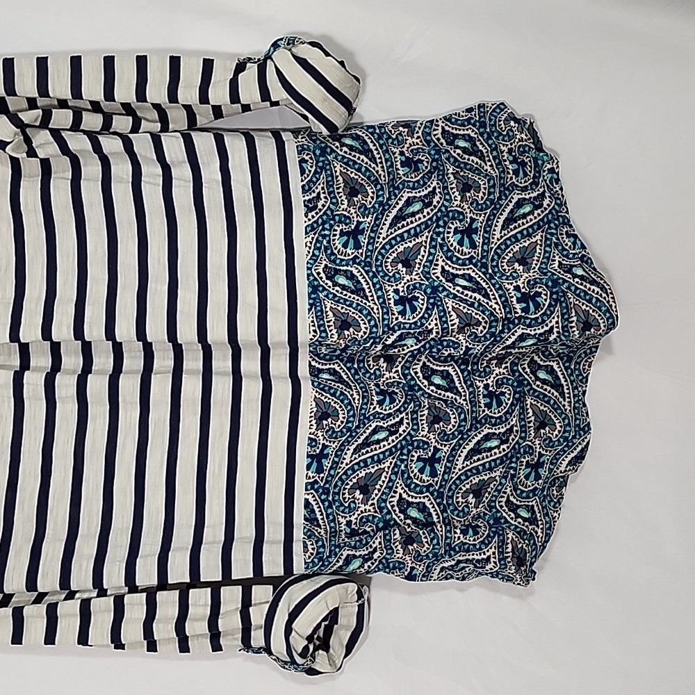 Anthropologie Postmark Paisley Striped Button Down Roll Up Blouse Size M - Picture 6 of 8